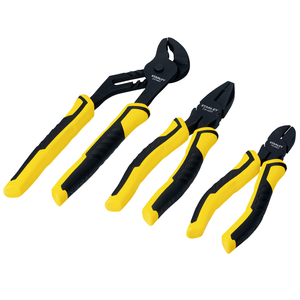 Stanley <b>Pliers</b> <b>Set</b> 3 Piece Control Grip Adjustable Slip Joint Nose - Product Image 2