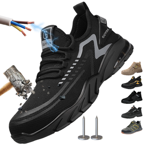 Zapatos de seguridad de cuero de grano completo Kevlar entresuela protección contra pinchazos botas transpirables antideslizantes para la construcción - Product Image 1