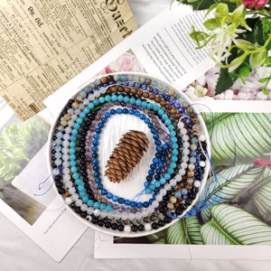 Perle Sciolte in <span class=keywords><strong>Pietra</strong></span> Naturale Lucidate a Mano da 8mm, Onice <span class=keywords><strong>Blu</strong></span> e <span class=keywords><strong>Pietra</strong></span> <span class=keywords><strong>di</strong></span> <span class=keywords><strong>Luna</strong></span> Bianca per Creazione <span class=keywords><strong>di</strong></span> Gioielli e Artigianato - Product Image 2