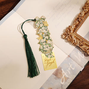 IMODA Stationery 1 buah Pembatas Buku Logam Mawar Putih Dengan Rumbai Lukisan Van Gogh Penanda Buku untuk Siswa Guru Hadiah Wisuda - Product Image 3