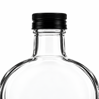 Bouteille plate en verre de 750 ml avec épaules cintrées pour l'emballage personnalisé de whisky, vodka, brandy, rhum, gin