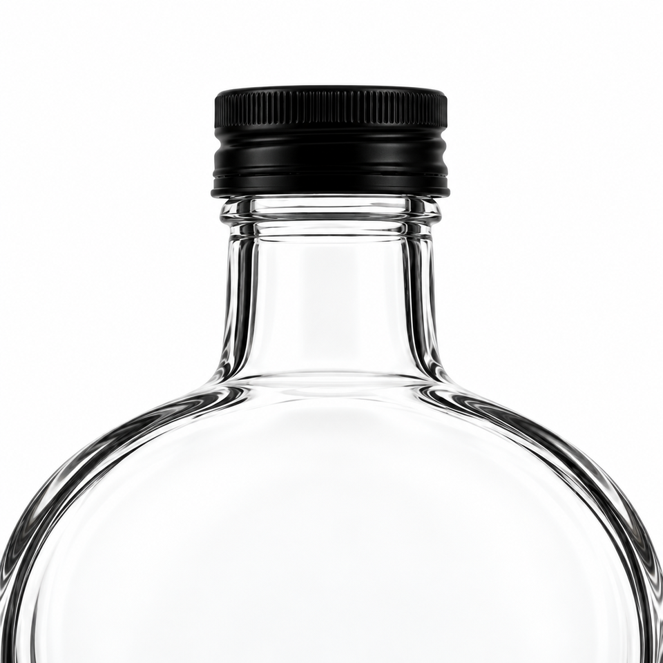 750ml Flat Glass Liquor Flask Bottle with Arched Shoulders for Custom ...
