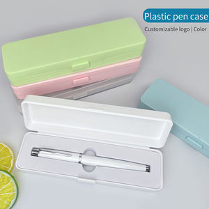 Estuche de plástico personalizable para bolígrafos, nuevo organizador de papelería de colores <span class=keywords><strong>pastel</strong></span> macarrón, logotipo personalizado para regalo escolar - Product Image 2