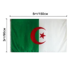 Drapeau National personnalisé en plein air, impression sur écran de soie, prix bas, vert rouge, drapeaux algérien 3x5 2x3 - Product Image 2