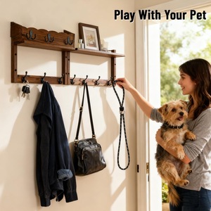 Wooden Wall-Mounted Coat <b>Rack</b> With Hooks And <b>Shelf</b> For Entryway Or Living Room Storage Durable Retro Brown Finish - Product Image 3