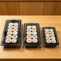 Boîte d'emballage alimentaire jetable rectangulaire en PVC/PET/PP de 6 pouces, écologique, de qualité alimentaire, pour sushis, impression de logo personnalisée, personnalisable