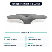 Oreiller ergonomique en mousse à mémoire de forme Butterfly Contour pour le soutien cervical, avec housse douce en peluche à pois
