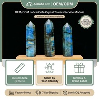 Torre de Cristal de Labradorita Natural con Fuerte Labradorrescencia, Aurora Azul y Destello Dorado, Obelisco