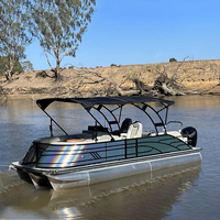 Bateau ponton en aluminium de 5,8 m à 7,6 m, directement de l'usine, avec moteur hors-bord de 300 CV, bimini, tube de 3,0 mm, poutre de 2,4 m, pour 15 personnes, idéal pour les croisières touristiques