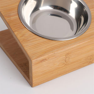 2 paslanmaz çelik Antislip <span class=keywords><strong>Pet</strong></span> ile ayarlanabilir bambu yükseltilmiş besleyici standı yemek kasesi özelleştirilebilir otomatik köpek besleme sistemi - Product Image 3
