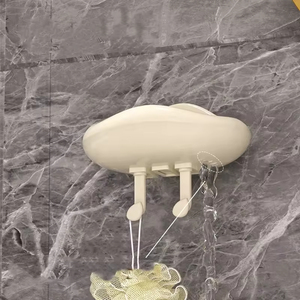 Hot Selling Cream Portable <b>Soap</b> Box Plastic Household Wall Mounted Adhesive <b>Soap</b> Holder with Drain Storage Shelf for Bathroom - Product Image 5