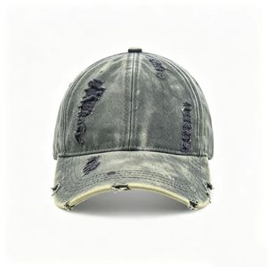 Distressed Washed Denim Baseball Cap Vintage Ripped Adjustable Dad Hat for Men Women Streetwear Grunge Sun Hat - Product Image 1
