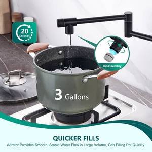 Grifo de Cocina Plegable de Acero Inoxidable 304 Negro Mate, con Certificación CUPC, para Agua Fría y Caliente, Montado en la Pared - Product Image 2