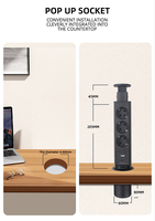 Prise escamotable blanche en aluminium pour cuisine avec ports USB, 250V 16A, câble de 1,8m pour plans de travail et comptoirs