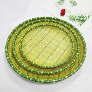 Platos de Melamina Reutilizables para el Hogar, Diseño Clásico Personalizado, Redondos, Duraderos, de Bambú, de 8/10/12 Pulgadas - Product Image 1