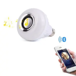 Lampu bohlam nirkabel cerdas Speaker Bluetooth rgb, bohlam musik cerdas, pengendali Ir, Remote kontrol Bluetooth RGB, lampu musikal Led