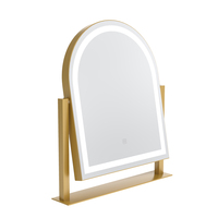 Miroir de courtoisie LED de bureau en métal arqué Miroir de table portable avec lumière et capteur tactile
