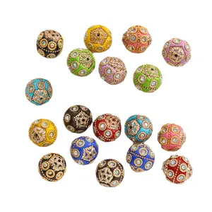 Ethnic Style Jewelry Accessories Material Diy Handmade Beaded Multi-color Gold Bottom Colored 18mm Nepal Beads Loose