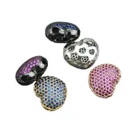 CH-CKB0069 hart vorm delicate cz kralen, kleurrijke zirkoon micro pave charme, diy armband/ketting/oorbel sieraden goedkope accessoire