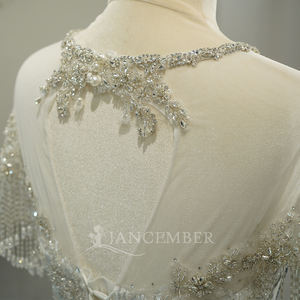 Vestido de Novia de Gasa Estilo Sirena Gt26002 con Escote Corazón, Adornado con Cuentas y Encaje, con Cola Desmontable Jancember - Product Image 3