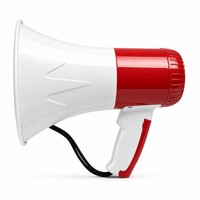 Mégaphone portable 25W 5.0 avec haut-parleur, enregistrement sur carte USB/TF, alarme, rouge et blanc