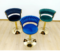 Factory Hot Sell Höhen verstellbar Moderne Luxus Bar Möbel Green Velvet Swivel Pink Barhocker für die Küche mit Goldbein