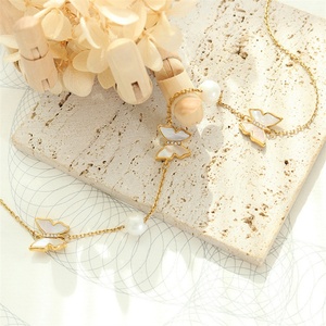 Dainty Stainless Steel Link Chain Pearl Charm Shell butterfly Pendant Necklace - Product Image 4