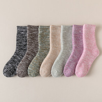 Chaussettes mi-mollet chaudes en pur coton pour femme, doublées polaire, en tissu bouclette épais, anti-humidité, rayées, pour la maternité et le post-partum