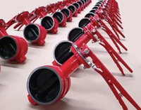 Clapet coupe-flamme manuel PN16 de type D81X, doté d'une extrémité fendue et d'un design papillon, utilisé dans les systèmes de protection incendie