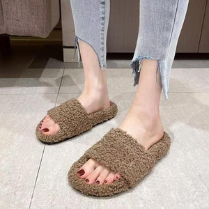 2026 Custom High Quality Furry Balenciagaes Fuzzy Designer Slippers Sandals Women Balenci Fur <b>Slides</b> Shoes - Product Image 6