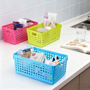 Storage Basket Rectangle White Plastic Desktop Organizer For Cosmetics <b>Makeup</b> Storage <b>Drawer</b> Container With Handles - Product Image 3