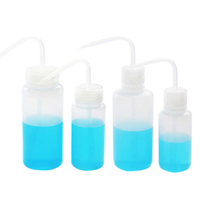 Plastic <b>Squeeze</b> Wash <b>Bottles</b> <b>With</b> Curved <b>Nozzle</b> Color Coded For Lab Use - Product Image 1