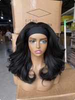 Perruque synthétique haut de gamme en fibre haute température avec bandeau, couleur naturelle 1B, pour brun roux auburn, ondulée Yaki dégradée, haute densité