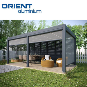 Kits de pergola <span class=keywords><strong>en</strong></span> aluminium de luxe avec <span class=keywords><strong>toit</strong></span> <span class=keywords><strong>plat</strong></span> et stores pare-soleil pour l'extérieur - Product Image 3