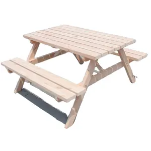 Mesa redonda de madera para pícnic al aire libre, mobiliario de 8 plazas, mesas y bancos de madera para jardín, comedor, Picnic, juego de sillas para barbacoa