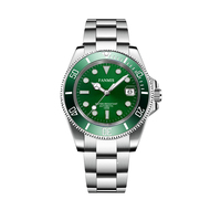 Montre mécanique de luxe personnalisée pour homme en acier inoxydable, verre saphir, bracelet silicone, étanche 3 ATM, style plongeur, sport et mode