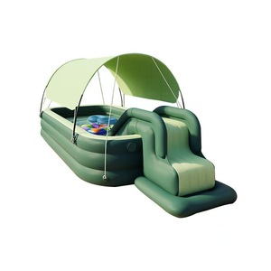 Grande <span class=keywords><strong>piscine</strong></span> gonflable avec auvent et toboggan <span class=keywords><strong>pour</strong></span> enfants, adultes, famille, <span class=keywords><strong>jardin</strong></span>, jeux aquatiques d'été en plein air - Product Image 1