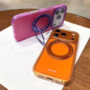 เคสโทรศัพท์แบบหมุนได้ 360 องศา พร้อมวงแหวนแม่เหล็ก สำหรับ iPhone 16 Pro 17 Pro Max  แบบด้าน โปร่งใส ป้องกันการกระแทก - Product Image 3