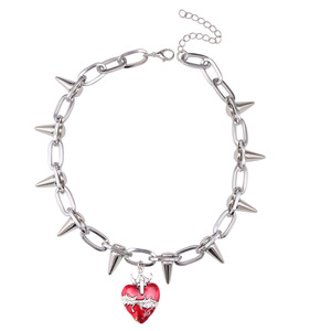 Collar gótico con tachuelas, colgante de cruz y corazón de aleación de zinc, joyería punk para fiestas - Product Image 5