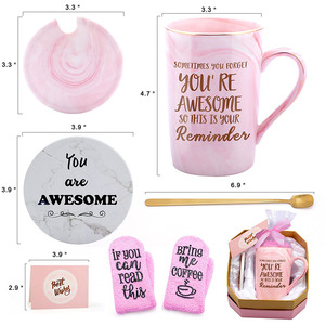 Productos Ecológicos, <span class=keywords><strong>Tazas</strong></span> de Formas Únicas, Taza de Café Rosa de 14 oz, <span class=keywords><strong>Tazas</strong></span> de Café de Cerámica con Cuchara Dorada, Juego de Regalo de Cumpleaños <span class=keywords><strong>para</strong></span> Mujer - Product Image 1