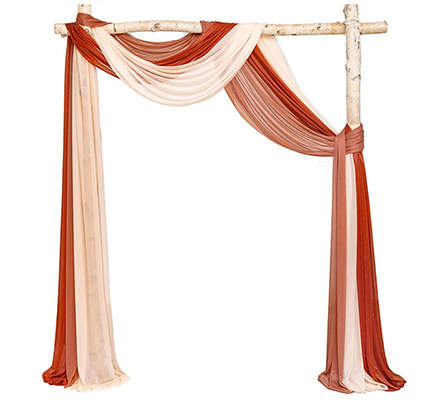 SHERWAY 3-Panel Chiffon Wedding Arch Drapes - 27 X 216 Inch, Orange & Ivory & Burnt Orange, Backdrop Curtains