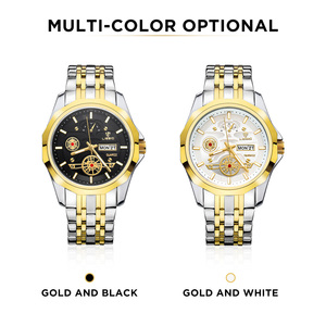 LIEBIG 1037, reloj de cuarzo para hombre, estilo Tough Guy, esfera hueca multifunción, resistente al agua, <span class=keywords><strong>dos</strong></span> tonos, reloj informal de negocios para hombre, regalo - Product Image 6