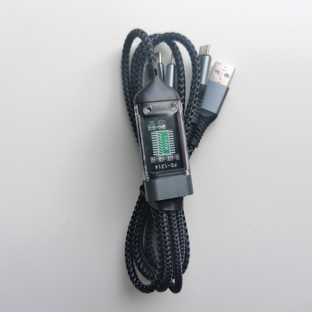 3-in-1 Super Fast Charging Cable Usb Type C Micro Charger Cable Braided Cable Display Power for Phone Samsung