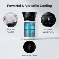 Ventilateur Rafraîchisseur d'Air Portable 6 Vitesses, Humidificateur de Bureau avec Minuteur 6H, Lumière LED 7 Couleurs, Ventilateur Brumisateur Personnel à Refroidissement Glacé pour Bureau et Maison