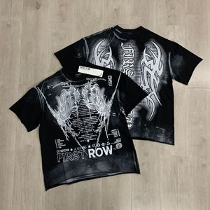 T-shirt Vintage di Alta Qualità FIRST ROW per Uomo, Manica Corta, Stampa Diretta con Inchiostro Bianco, Stampa a Caldo con Diamanti - Product Image 5