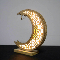 Ornements de lune, artisanat lumineux arabe musulman, décorations rustiques, croissant de lune en bois, décoration de festival, écologique