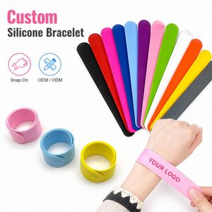 Silicone Snap Slap Bracelet Custom Logo Wristband Silicone Promotional <b>Gift</b> for Events Marketing Campaign School SpoTeam Use - Product Image 1