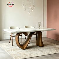 Table à manger moderne minimaliste en bois massif, plateau rectangulaire en marbre, base irrégulière, table de salle à manger pour le salon, meubles design