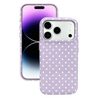 Étui de téléphone en PU brillant à pois blancs style coréen mignon pour iPhone 18/17/16 Series, couleur bonbon, protection intégrale