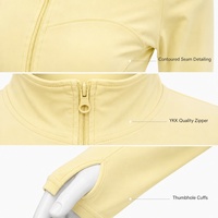 Veste de yoga légère pour femme, grande taille, coupe ajustée, fermeture éclair intégrale, col montant, trous pour les pouces, respirante, séchage rapide, pour Pilates, gym, course à pied